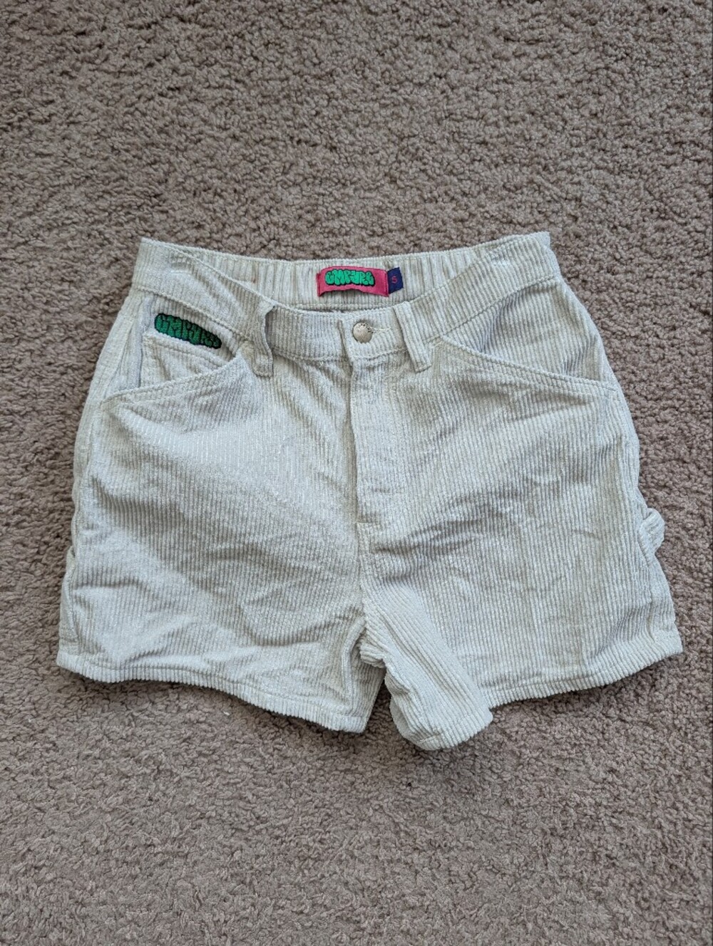 Empyre Womens Laurel Cream Asymmetrical Corduroy Carpenter Skate Shorts Small - Picture 5 of 16